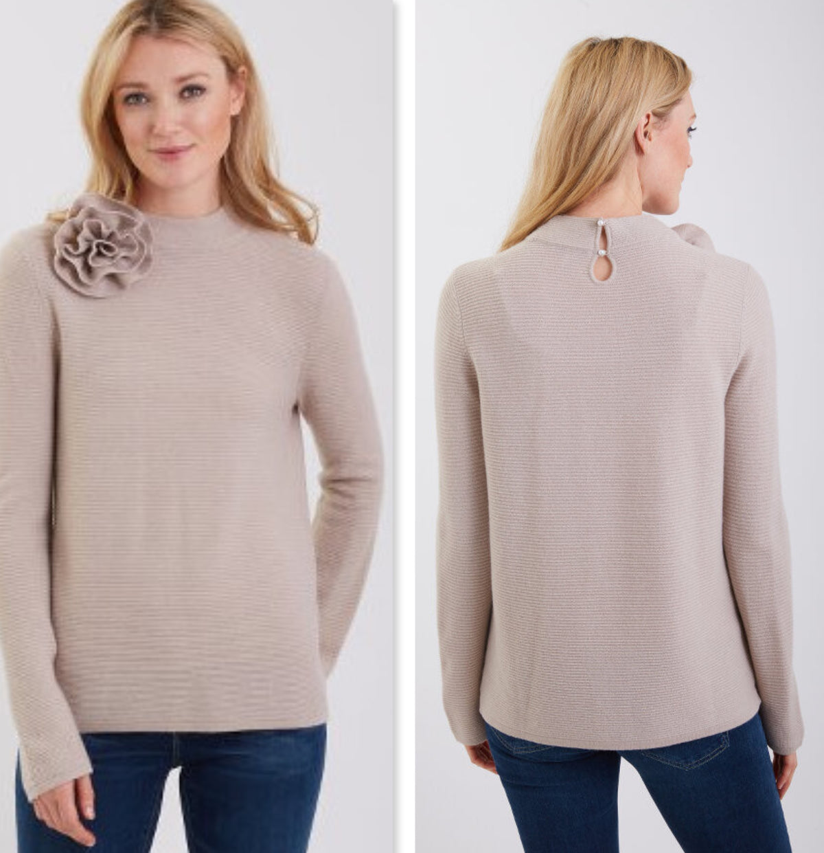 Cashmere Link Stitch Mock Neck #191128