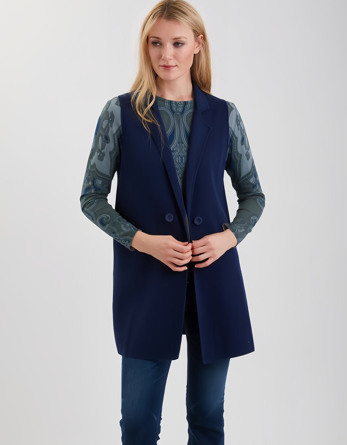 Reversible Pima Cotton Long Vest #191341