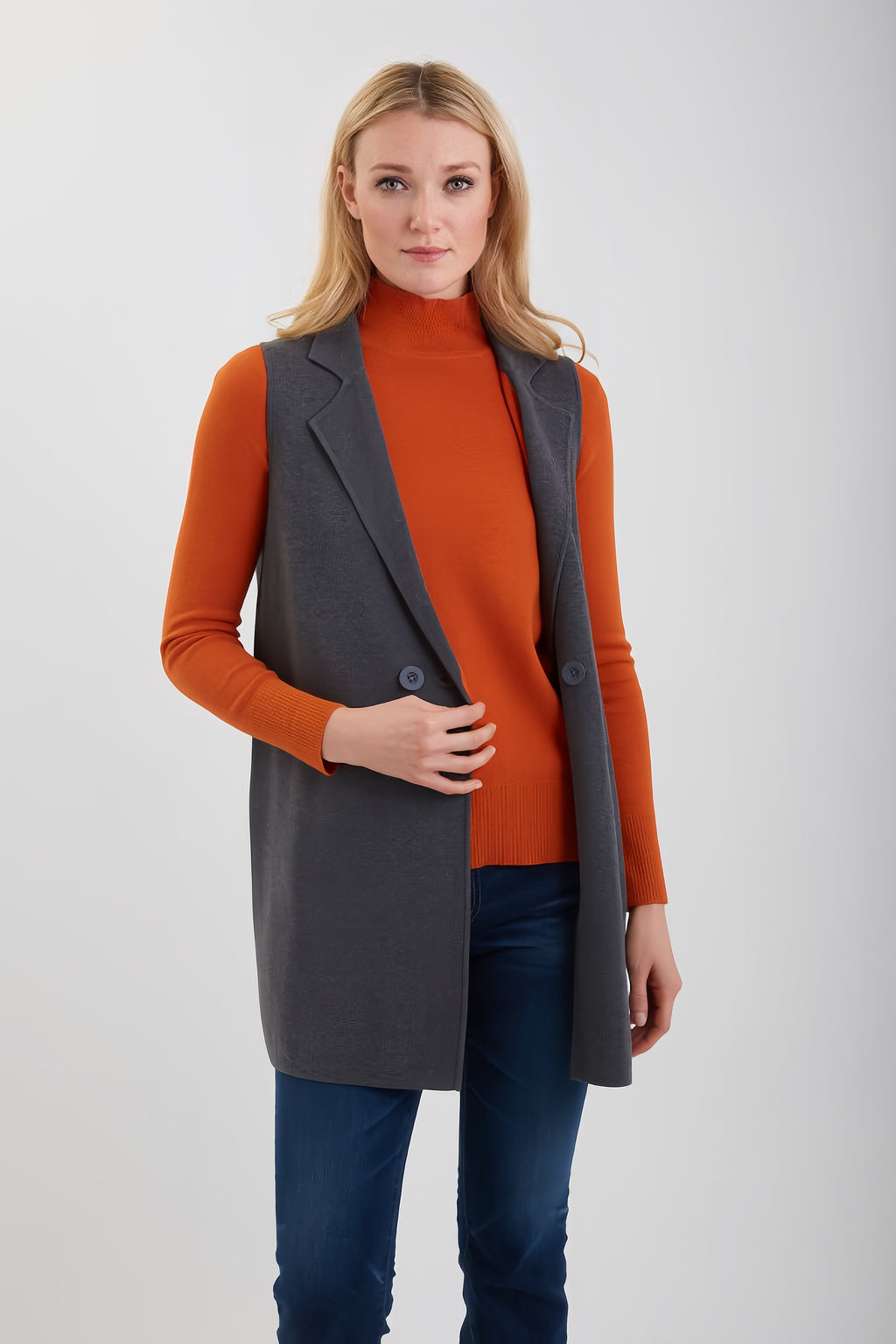 Reversible Pima Cotton Long Vest #191341