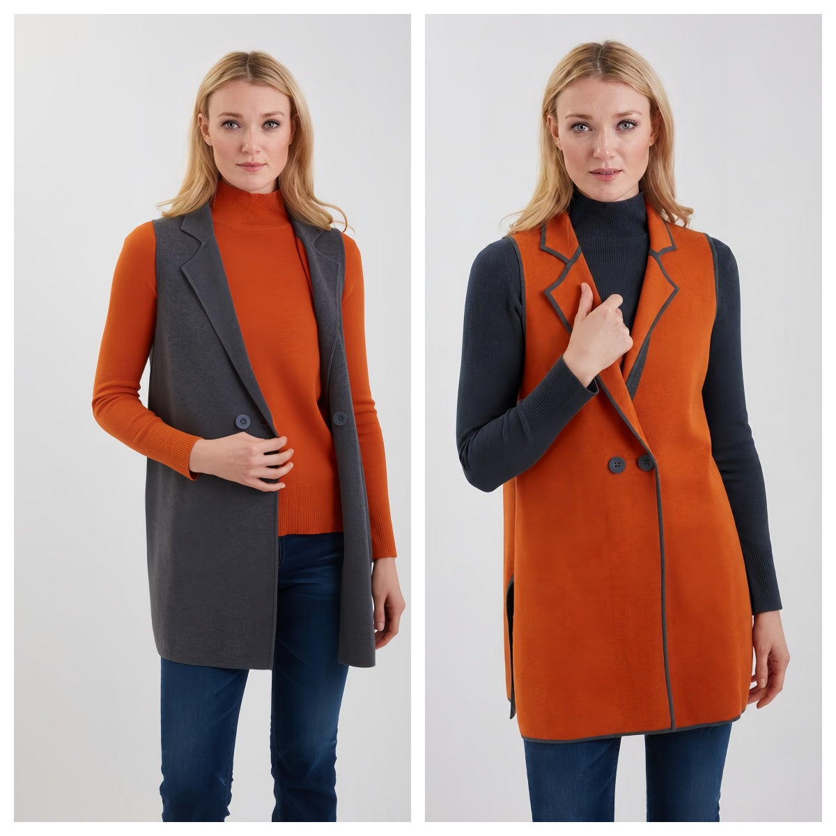 Reversible Pima Cotton Long Vest #191341