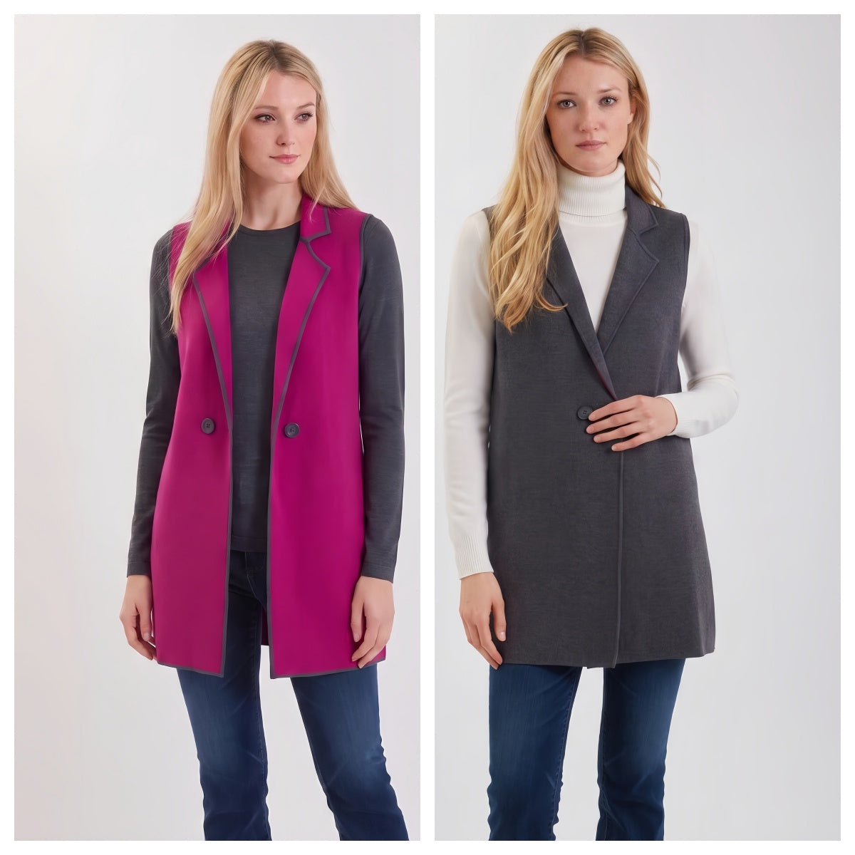 Reversible Pima Cotton Long Vest #191341