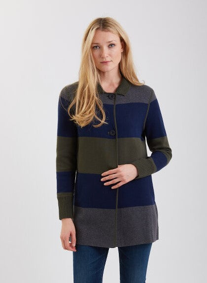 Reversible Pima Cotton Ribbed Collar & Cuffs Coat   #191365