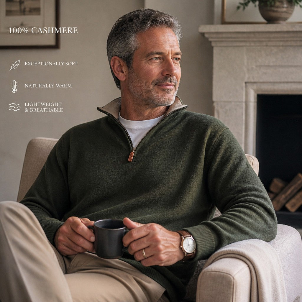 Men’s 100% Cashmere Quarter Zip Sweater #4103