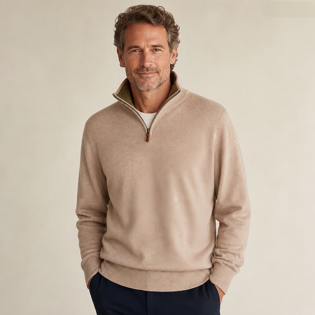 Men’s 100% Cashmere Quarter Zip Sweater #4103