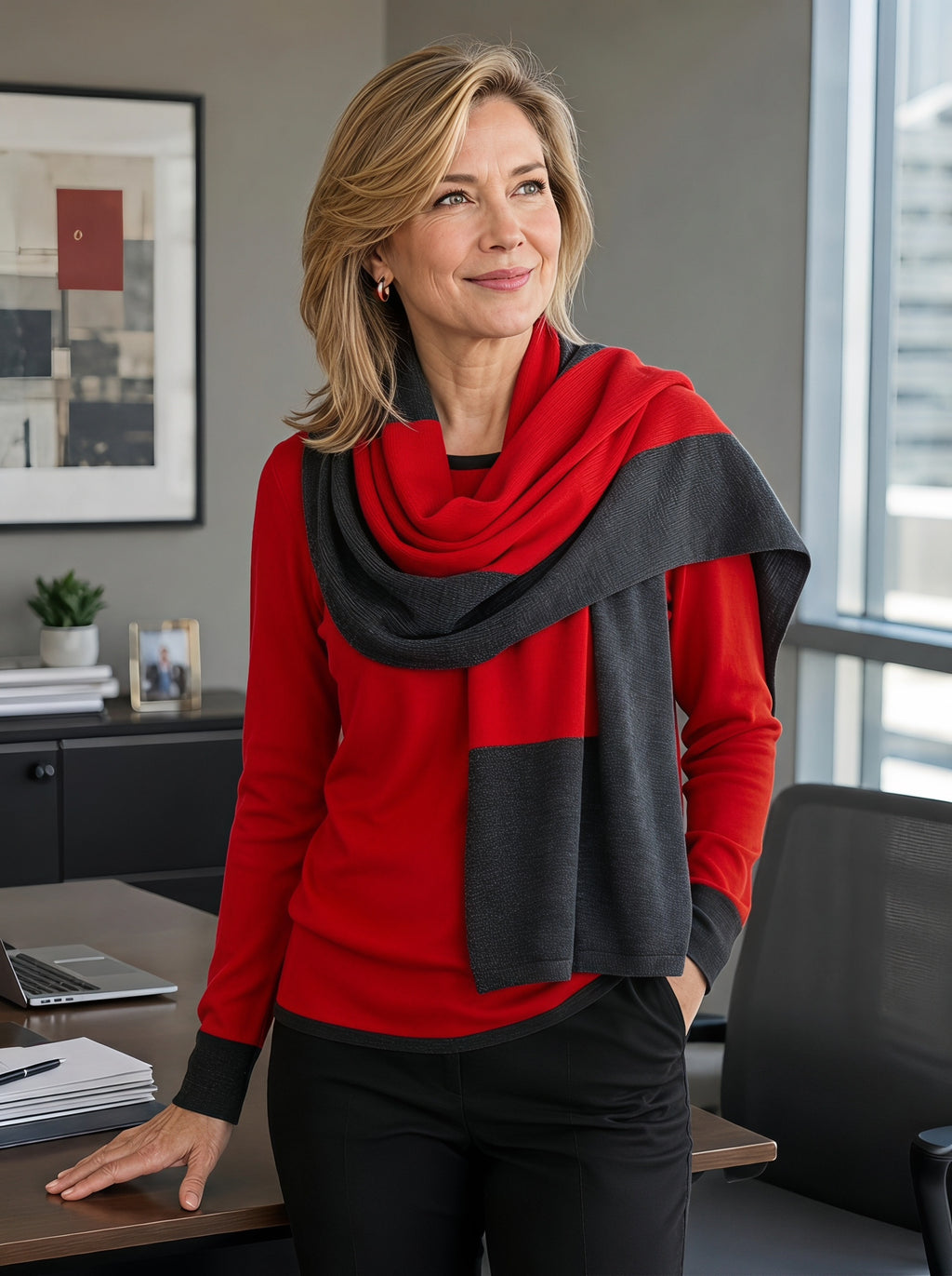 Premium Merino Wool Sweater & Matching Scarf Set #91605